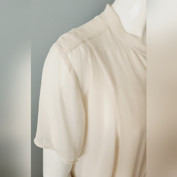 [2X] EILEEN FISHER 100% Silk Button Down Semi Sheer Short Sleeve Blouse - Picture 8 of 15